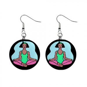Yoga Lady #1 Dangle Earrings Jewelry 1 inch Buttons 12619858