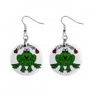 I Love Frogs  Dangle Earrings Jewelry 1 inch Buttons 12628340