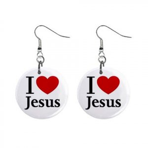 I Love Jesus  Dangle Earrings Jewelry 1 inch Buttons 12628344