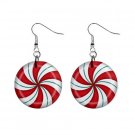 Peppermint Candy Dangle Button Earrings Jewelry 1 inch Round 12709341