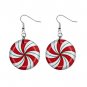 Peppermint Candy Dangle Button Earrings Jewelry 1 inch Round 12709341