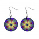 Flower Power Dangle Button Earrings Jewelry 1 inch Round 12693694