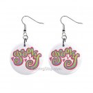 Groovy Dangle Button Earrings Jewelry 1 inch Round 12734842