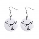 Cheerleader Pom Pom Girl Dangle Button Earrings Jewelry 1 inch Round 12779138