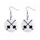 Fencing #3 Dangle Button Earrings Jewelry 1 inch Round 12779150