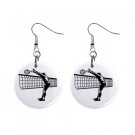 Volleyball Spiker  Dangle Button Earrings Jewelry 1 inch Round 12781947