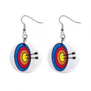 Archery Dangle Button Earrings Jewelry 1 inch Round 12779129
