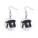 Old Fashion Telephone Phone #2 Dangle Button Earrings Jewelry 1 inch Round 12781841