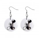 Old Fashion Telephone Phone Dangle Button Earrings Jewelry 1 inch Round 12781842