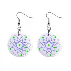 Atom  Dangle Button Earrings Jewelry 1 inch Round 12690982