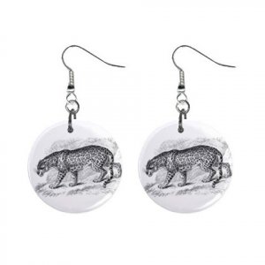 Leopard  Dangle Button Earrings Jewelry 1 inch Round 12708495