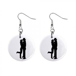 Cowboy & Cowgirl  Dangle Button Earrings Jewelry 1 inch Round 12779142