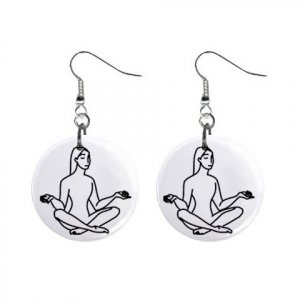 Yoga #6 Dangle Button Earrings Jewelry 1 inch Round 12781950