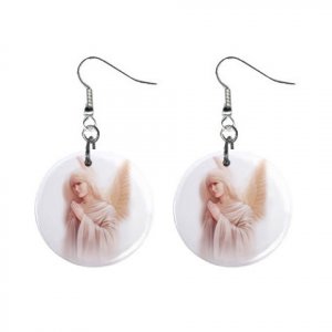Angel Mist Dangle Button Earrings Jewelry 1 inch Round 12792514