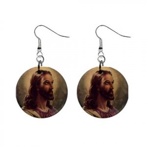 Religious Jesus #6 Dangle Button Earrings Jewelry 1 inch Round 12781829