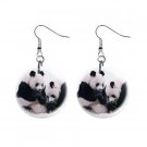 Panda Bears #3 Dangle Button Earrings Jewelry 1 inch Round 12709120