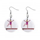 Gymnastics Gymnast #6 Dangle Button Earrings Jewelry 1 inch Round 12779172