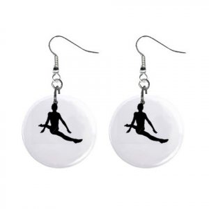 Gymnastics Gymnast #4 Dangle Button Earrings Jewelry 1 inch Round 12779169