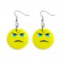 Angry Smiley Face Dangle Button Earrings Jewelry 1 inch Round 12779127