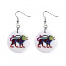 Celtic Dog Animal Dangle Button Earrings Jewelry 1 inch Round 12622220