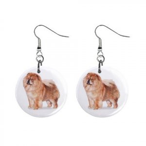New Dog Chow Chow 1" Round Button Dangle Earrings Jewelry 13018519