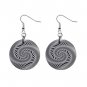 New Hypnotic Black and White Swirl Design 1" Round Button Dangle Earrings Jewelry 13100565