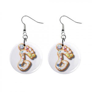 Barefoot Design Monogram Initial 1" Round Button Dangle Earrings Jewelry