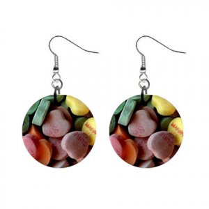 New Conversation Valentine Candy Hearts Dangle Button Earrings Jewelry 13479477