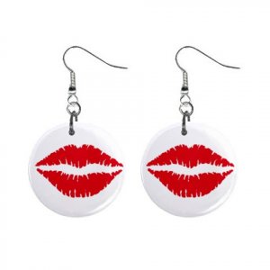 New Red Lips Valentine Dangle Button Earrings Jewelry 13483359