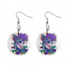 MARDI GRAS Jester 1" Round Dangle Button Earrings NEW 13534585