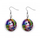 MARDI GRAS Jester 1" Round Dangle Button Earrings NEW 13534589
