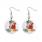 Cow with Flowers Dangle Button Earrings Jewelry 1 inch Round 13688961