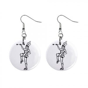 Marching Band Baton Twirler Twirling Majorette Button Dangle Earrings Jewelry 14001003
