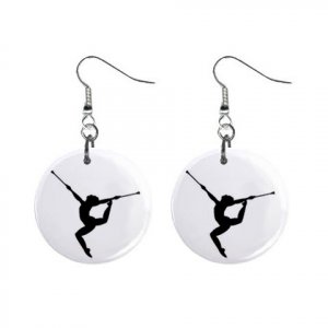 Baton Twirl Twirling Twirler Dangle Button Earrings Jewelry 14000998