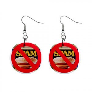 NO SPAM Can of Spam Dangle Earrings Jewelry 1 inch Buttons 13894582