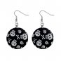 New Skull and Crossbones Goth Round Button Dangle Earrings Jewelry 13894590