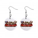 Jinglebell Reindeer Christmas Dangle Earrings Jewelry 1 inch Buttons 12894137