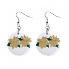 Foiled Pointsetta Christmas Dangle Earrings Jewelry 1 inch Buttons 13092651