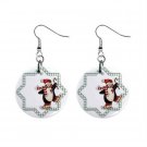 Skating Penquin Christmas Dangle Earrings Jewelry 1 inch Buttons 13092654
