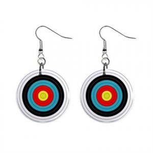 Archery Bullseye Target Dangle Earrings Jewelry 1 inch Buttons 13597028