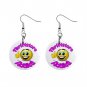 Thiftstore Addict Novelty Dangle Button Earrings Jewelry 1 inch Round 14006608