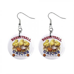 Basketball Chick Dangle Earrings Jewelry 1 inch Buttons 13019495