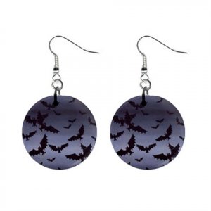 Halloween Bats Goth Dangle Earrings Jewelry 1 inch Buttons 12345205