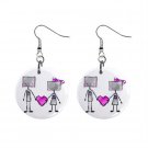 Robot Couple Love Dangle Button Earrings Jewelry 1 inch Round 12289385 Robot Couple Love Dangle Button Earrings Jewelry 1 inch Round 12289385