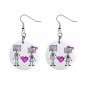 Robot Couple Love Dangle Button Earrings Jewelry 1 inch Round 12289385