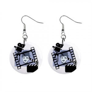 Charlie Chaplin Dangle Button Earrings Jewelry 1 inch Round 12310637
