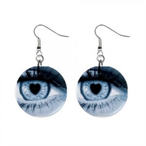 Heart Eyes Dangle Button Earrings Jewelry 1 inch Round 12477772