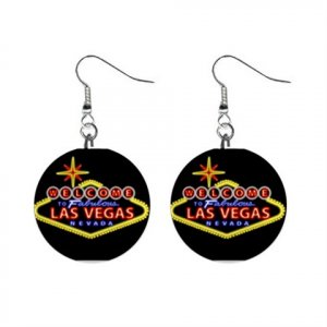 Las Vegas Sign Dangle Button Earrings Jewelry 1 inch Round 12708288