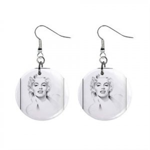 Marilyn Monroe Dangle Button Earrings Jewelry 1 inch Round 12779551