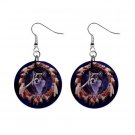 Native American Wolf Dangle Button Earrings Jewelry 1 inch Round 12894135